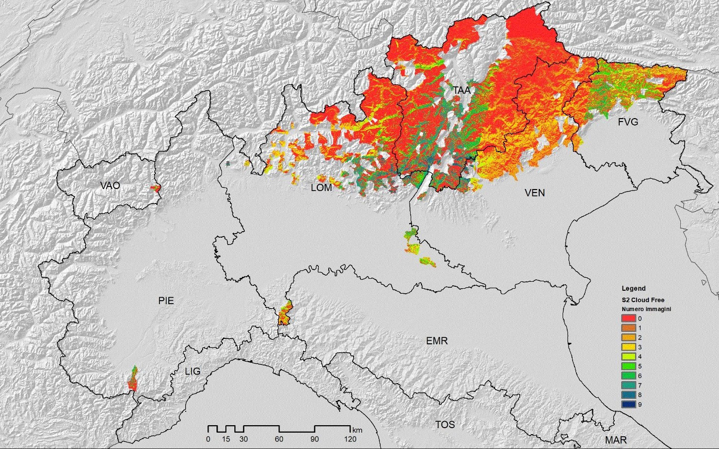 L'area geografica colpita dalla tempesta Vaia